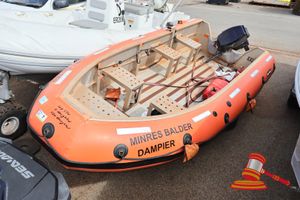 Mil Pro Fiba 400 EC Inflatable Raft, 3.4mL x 1.7mW Orange HIN: FR-XMPD040SA323 Features: Fire Extinguisher, External Gas Tank, Storage Container. Condition: **Scratches on Engine.** Panel: FAIR, Paint: FAIR, Upholstery: FAIR, Floor: FAIR Overall Condition: FAIR