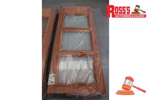 331 · TIMBER DOOR WITH 3x FROSTED GLASS PANELS, CODE: ED 20, 2040 x 820 x 38mm