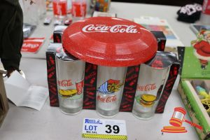 39 · BUNDLE WITH 6x COCA-COLA GLASSES AND 1x COCA-COLA FRISBIE