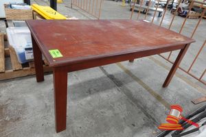 1 X Wooden Table, Rectangular, Reddish Brown Stain, L1680 X W850 X H740 (Significant Surface Wear And Marks)