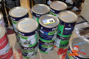 18 · 12 X DULUX WASH&WEAR PAINT TINS, 101 BARRIER TECHNOLOGY, VIVID WHITE, SEMI GLOSS, 4 LITRE,