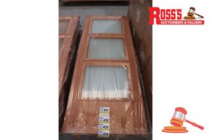 432 · TIMBER DOOR WITH 3x FROSTED GLASS PANELS, CODE: ED 20, 2040 x 820 x 38mm