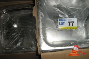 77 · 12 x GASTRONORM TRAYS, 100mm DEEP 1/2 WITH LIDS