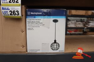 269 · WESTINGHOUSE MINI PENDANT LIGHT, MATTE BLACK FINISH WITH STEEL CAGE SHADE, ADJUSTABLE CORD LENGTH UP TO 50", HEIGHT: 58", DIAMETER: 8", CODE: 6105035