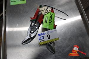 9 · 1 X PAIR OF TIN SNIPS, LEFT AND RIGHT HAND, SOME MARKS