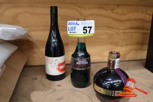 1 X BOTTLE OF CHAMBORD BLACK RASBERRY 700ml, 1 x BOTTLE OF CREME dE MENTHE LIQUER 500ml, 1 x BOTTLE OF 2015 SAPERAVI WINE