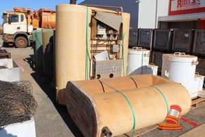 48 · 2 x WHITE TANKS, UNKNOWN VOLUME, 1 WITH PUMP CONTROLLER BOTH WITH OUTLETS, APPROX 1300 x 600 x 1700mm, 1600 x 600 x 1800mm