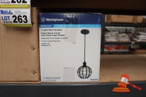 272 · WESTINGHOUSE MINI PENDANT LIGHT, MATTE BLACK FINISH WITH STEEL CAGE SHADE, ADJUSTABLE CORD LENGTH UP TO 50", HEIGHT: 58", DIAMETER: 8", CODE: 6105035