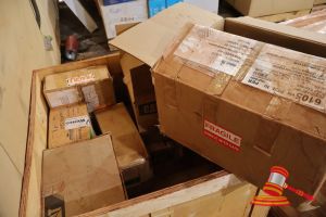 Approx 6 X Boxes Of Assorted Electrical Goods, Includes: Cat P/N:627-5885 Control As, Site Sentinel Integra 500 Tank Gauging Controller, Various Others (Boxed), In A Crate, Approx; 920mm W X 900mm D X 580mm H