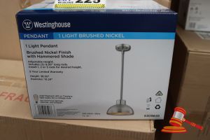217 · WESTINGHOUSE PENDANT LIGHT, BRUSHED NICKEL FINISH WITH HAMMERED SHADE, HEIGHT: 38.50", DIAMETER: 10.24", CODE: 6309635