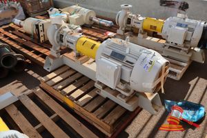 64 · SULZER CENTRIFUGAL PUMP WITH WEG ELECTRIC MOTOR, PUMP MODEL: APP21-80 , MOTOR MODEL: W22030024031VWH SN: 1013920568 MOTOR: 30KW MOUNTED ON STEEL BASE, APPROX 1.2M LENGTH (SOME MARKS / UNTESTED)