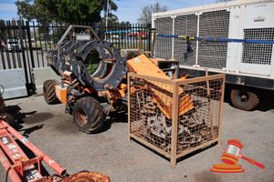 45 · 1 X GD PIPELINES PIPE POLY WELDER, ORANGE AND BEIGE, DIESEL POWERED, WHEEL MOUNTED, UNTESTED, SPARE PARTS IN METAL STILLAGE, APPROX; 2.8M L X 2M W X 1.9M (SOME MARKS / SURFACE RUST)