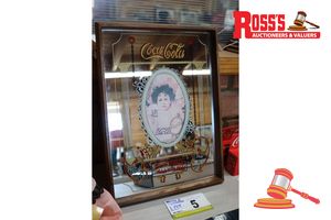 5 · 1 X COCA-COLA FRAMED MIRROR, VINTAGE STYLE, LADY PORTRAIT, "THE MOST REFRESHING DRINK IN THE WORLD", SOLD AT FOUNTAIN 5 CENTS, SOLD IN BOTTLES 5 CENTS