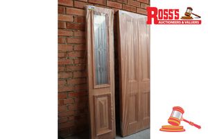332 · TIMBER DOOR WITH GLASS PANEL, CODE: ED 52, 2040 x 405 x 38mm