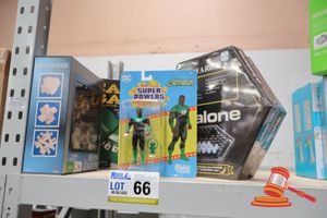 66 · BUNDLE OF TOYS INCLUDING: 1x MCFARLANE TOYS GREEN LANTERN ACTION FIGURE, 2x ABALONE GAMES, 1x CASINO GAMES AND 1x BRAIN BENDERS GAME, ALL UNOPENED