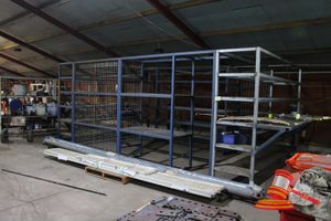 69 · STEEL STORAGE CAGE. BOLT TOGETHER (4 SECTIONS). NEEDS TO BE SEPERATED TO REMOVE. PURCHASER TO SEPARATE - OWN TOOLS/HELP REQUIRED. CONTENTS NOT INCLUDED. APPROX 6500 X 3000 X H3000MM.
