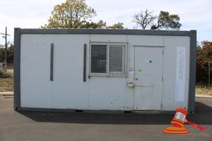 4 · Transportabe Site Office, Approx: 6m x 3m, Fork Pockets, Make: Instant Products Group, Single Door, Powered, Air Conditioner, Ceiling Lights with Timber Boardroom Table, 8 x Chairs, Timber Laminate Cabinet and TV Wall Mount. Note: To be Removed by Tiltray at Buyers Own Expense or Forklift Loaded.