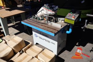 2 · 1 X JL MULTIFUNCTIONAL MANUAL EDGE BANDING MACHINE, MODEL: JL3370, 1.65KW, 380V, 10-50MM EDGE WIDTH, =20MM ARC EDGE, 7/14 M/MIN FEED SPEED, 230KG, WITH CONTROL PANEL, PNEUMATIC CYLINDERS, FOOT PEDALS, UNTESTED. PLUS 25KG BAG APV HOT MELT ADHESIVE.