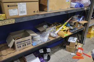 41 · ASSORTED TOOLS AND PARTS, INCLUDES; AIR MASTER BLOW GUNS, SCREW DRIVERS, DRILL BITS, COPPER HEAD HAMMER, SANDING PAPER, GRINDING DISCS AND OTHER PARTS
