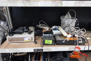 ASSORTED OFFICE EQUIPMENT ITEMS, INCLUDES: REDBACK A4035 40W PUBLIC ADDRESS AMPLIFIER, PAX A920PRO PAYMENT TERMINAL, CITIZEN RECEIPT PRINTER, NEC OFFICE PHONE, BELKIN SURGE PROTECTED POWER BOARDS, VARIOUS CABLES AND ACCESSORIES, UNTESTED (SOME MARKS)