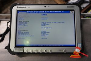 33 · PANASONIC FZ-G1 TOUGHPAD, INTEL CORE i5 7300U 2.60GHZ CPU, 8GB RAM, 500GB SSD / NO OS, HEAVY SCREEN WEAR, 5920 HOURS, SN:9ATSC69752 / AN:ITT25657, UNTESTED ( NO CHARGER / SOME MARKS)