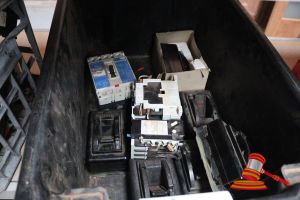 86 · TUB WITH ASSORTED ELECTRICAL COMPONENTS