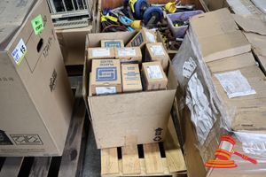 Assorted Plastic Valves, Includes: Spears 1829-012 Tu 2000 Industrial Ball Valve Soc/Fipt 1 1/4" Pvc Epdm O-Ring, Spears 3629-012 Tu 2000 Standard Ball Valve Soc/Fipt 1 1/4" Pvc Epdm O-Ring, Various Others, (Poss Unused, Boxed), On A Pallet