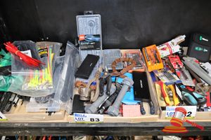 83 · TRAY OF ASSORTED TOOLS, INCLUDES: SCA 40 PIECE SOCKET SET, ADJUSTABLE WRENCHES, PRECISION SCREWDRIVER SETS, PLIERS ETC