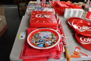 45 · BUNDLE OF COCA-COLA ITEMS INCLUDING: UMBRELLA, TRAY, TOWEL, CLOCK