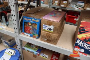 261 · BUNDLE OF TOYS INCLUDING: 1x BOX OF POPPER MAGIC GAMES AND 2x BOXES OF PENCIL CASES, ALL UNOPENED