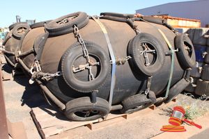 79 · LARGE FENDER/BUOYS WRAPPED IN TYRES, APPROX 3200 X 1800 X 1700MM
