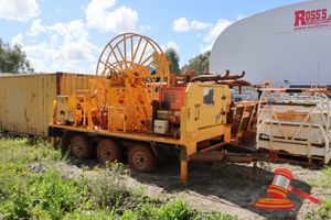 28 · 1 X CABLE REEL TRAILER MOUNTED, YELLOW, DIESEL POWERED, LARGE CAPACITY REEL, MOUNTED ON TANDEM AXLE TRAILER, BORE RECOVERY TRAILER (ASSET# BR01, MEP-20260812-4), WITH KUBOTA GENERATOR ASSET # MG503, MEP-20210928-645)