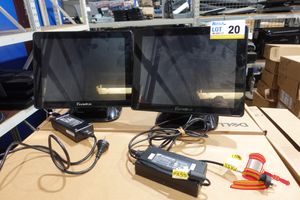 20 · 2 X FEDELTA SINGLE SCREEN POINT OF SALE STATIONS, UNTESTED (SOME MARKS / POWER CABLES INCLUDED)