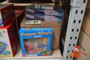 BUNDLE OF TOYS INCLUDING: 1x BOX OF POPPER MAGIC GAMES AND 2x BINGO GAMES, ALL UNOPENED