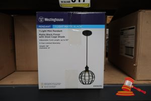Westinghouse Mini Light Pendant, Matte Black Finish With Steel Cage Shade, Adjustable Cord Length, Code: 6105035