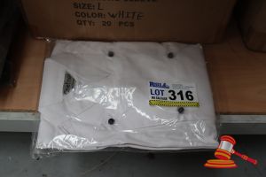 316 · APPROX 20x WHITE LONG SLEEVE CHEFS JACKETS, SIZE: L