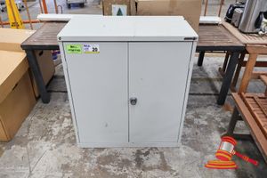 20 · 1 X METALUX METAL STORAGE CABINET, APPROX 1.2M H , 2 DOOR, 3 SHELF, LOCKABLE BUT NO KEY (SOME MARKS)