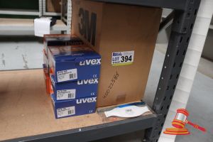 BUNDLE WITH 6x BOXES OF UVEX SKYGUARD MEDIUM IMPACT SAFETY GLASSES AND 1x BOX OF 3M FACE MASKS