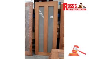 38 · TIMBER DOOR WITH 2x FROSTED GLASS PANELS, CODE: DAYAM, 2040 x 820 x 40mm