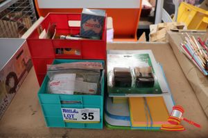 35 · BUNDLE OF STATIONARY INCLUDING: STAMPS, WHITE BOARDS ETC