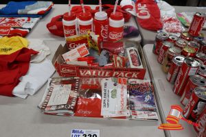 339 · BUNDLE WITH COCA-COLA WATER BOTTLES, PAMPHLETS AND COLLECTIBLES