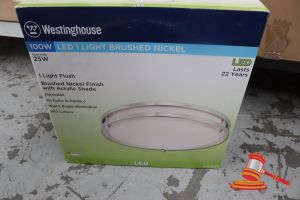 235 · WESTINGHOUSE FLUSH LIGHT, BRUSHED NICKEL FINISH WITH ACRYLIC SHADE, DIMMABLE, CODE: 6401235