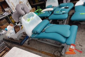 37 · 1 X ATHLEGEN ELECTRIC TREATMENT TABLE, 3 SECTION, APPROX; 1.7M L X 660MM W X 670MM H , DAMAGED BACK REST, UNTESTED (SOME MARKS)