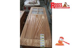 367 · TIMBER DOOR WITH 4x GLASS PANELS, CODE: KUTA, 2040 x 820 x 38mm