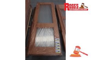 TIMBER DOOR WITH 2x GLASS PANELS, CODE: ACEH, 2040 x 720 x 40mm