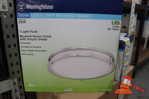 Westinghouse Led Flush Light, Brushed Nickle Finish With Acrylic Shade, Dimmable, Height: 3.5", Diamter: 15.75", 100w, Code: 6401235
