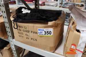 350 · BOX OF BLACK CHEFS PANTS, SIZE: 2XL