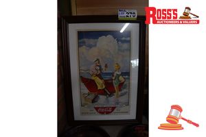 VINTAGE COCA-COLA FRAMED 'FIFTIETH ANNIVERSARY THROUGH ALL THE YEARS' PRINT