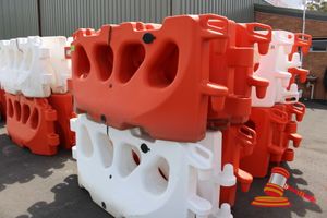 24 · 6 x Water Fill Barriers, Make: Alliance Mouldings, Model: Trafix2000, Approx Overall Dimensions: 2000mm x 900mm, including 2 x White and 4 x Orange
