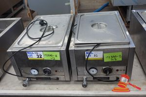 2 X Woodson Wbms11.1800 Single Bay Bench Top Baine Marie With 2 X Steaming Tray. Stainless Steel. 240v (Plug). Approx 370 X 600 X H280mm. Untested